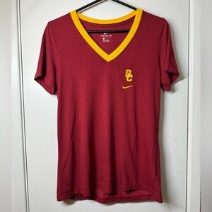 Nike Women's USC Red & Gold V-Neck Short Sleeve Tee